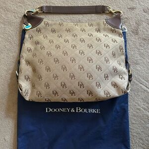 Dooney & Bourke Tan and Brown Monogram Shoulder Bag